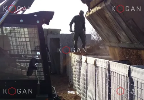 Механизированное заполнение насыпных габионов